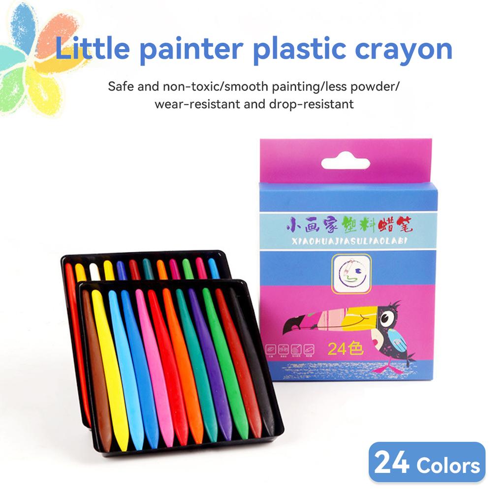 6/12/24/36 Colors Non-Dirty Hands Plastic Crayon Erasable Painting Tools Triangular Children Wax Pencil Graffiti Oil Stick