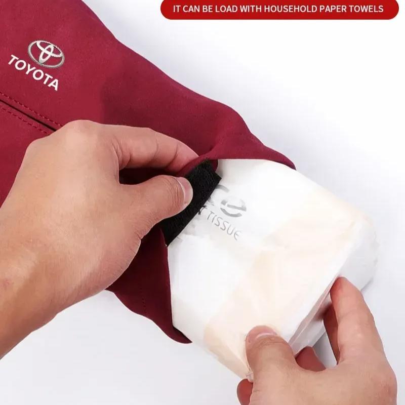 1Pcs Car Tissue Box Holder Sun Visor Seat Back Car Accessories for Toyota TRD GR Corolla Yaris Aygo Prius RAV4 Crown CHR Camry Auris