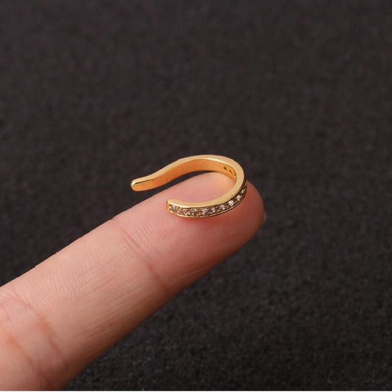 1 шт без пирсинга, блестящая нержавеющая сталь, хрящ, манжеты для ушей, кристалл, кубический циркон, зажим для ушей, ювелирные изделия