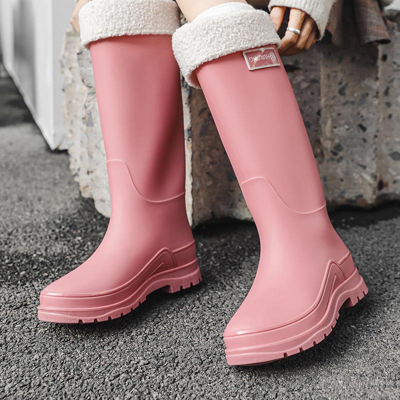 Women Tall Waterproof Rain Boots Non Slip Outdoor Garden Wellington Shoes Sizes 36-41 for Walking Travel and Daily Wear
