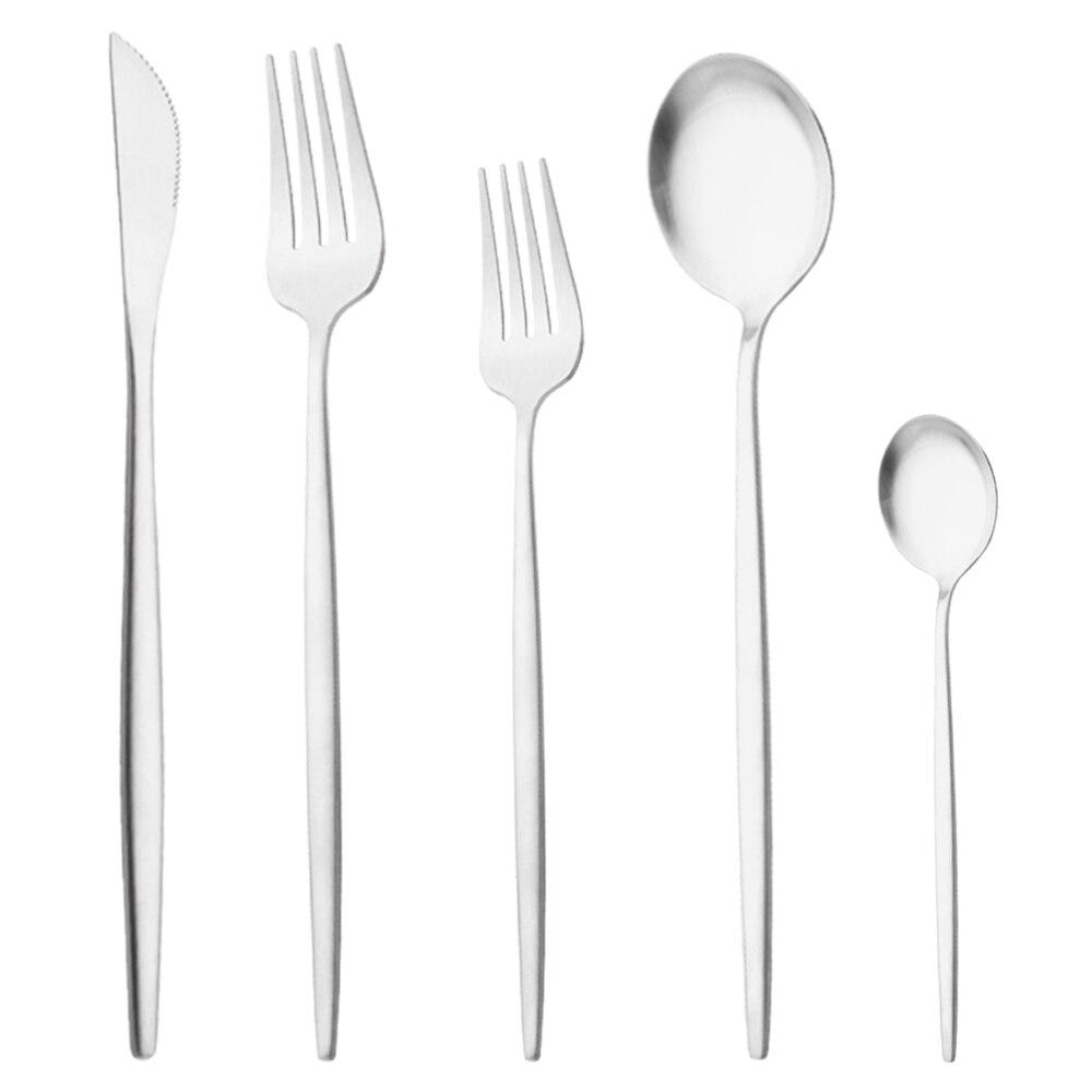 Матовая посуда из нержавеющей стали, набор столовых приборов из розового золота, нож, десертная вилка, чайная ложка, набор столовых приборов, кухонное серебро, посуда