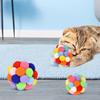 Cat Toy Balls Colorful Soft Fuzzy Balls Pet Elastic Bell Ball Cat Plush Ball Toy Interactive Playing Chewing Toys for Indoor Cat