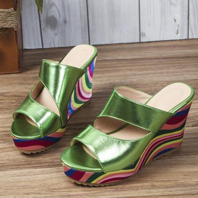 Весна и осень, новые модные босоножки на высоком каблуке с круглым носком, пляжные тапочки с рыбьим ртом