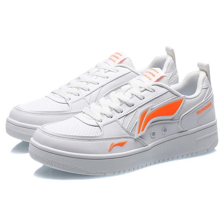 Li-Ning Durable Breathable Low-Top Skate Shoes Men Sneakers White Orange AGCQ449-1