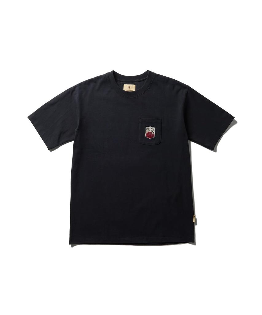Snow Peak Trad Label Pocket Heavy T-Shirt SPTL-TS-26SU906, Black, Size M. Unisex heavyweight short-sleeve tee with a chest pocket.