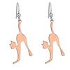[Q9345] - Artisanal Silver Earrings 'Round Back Cat' Pink Silver (rhodium-plated) - 30x15 Mm