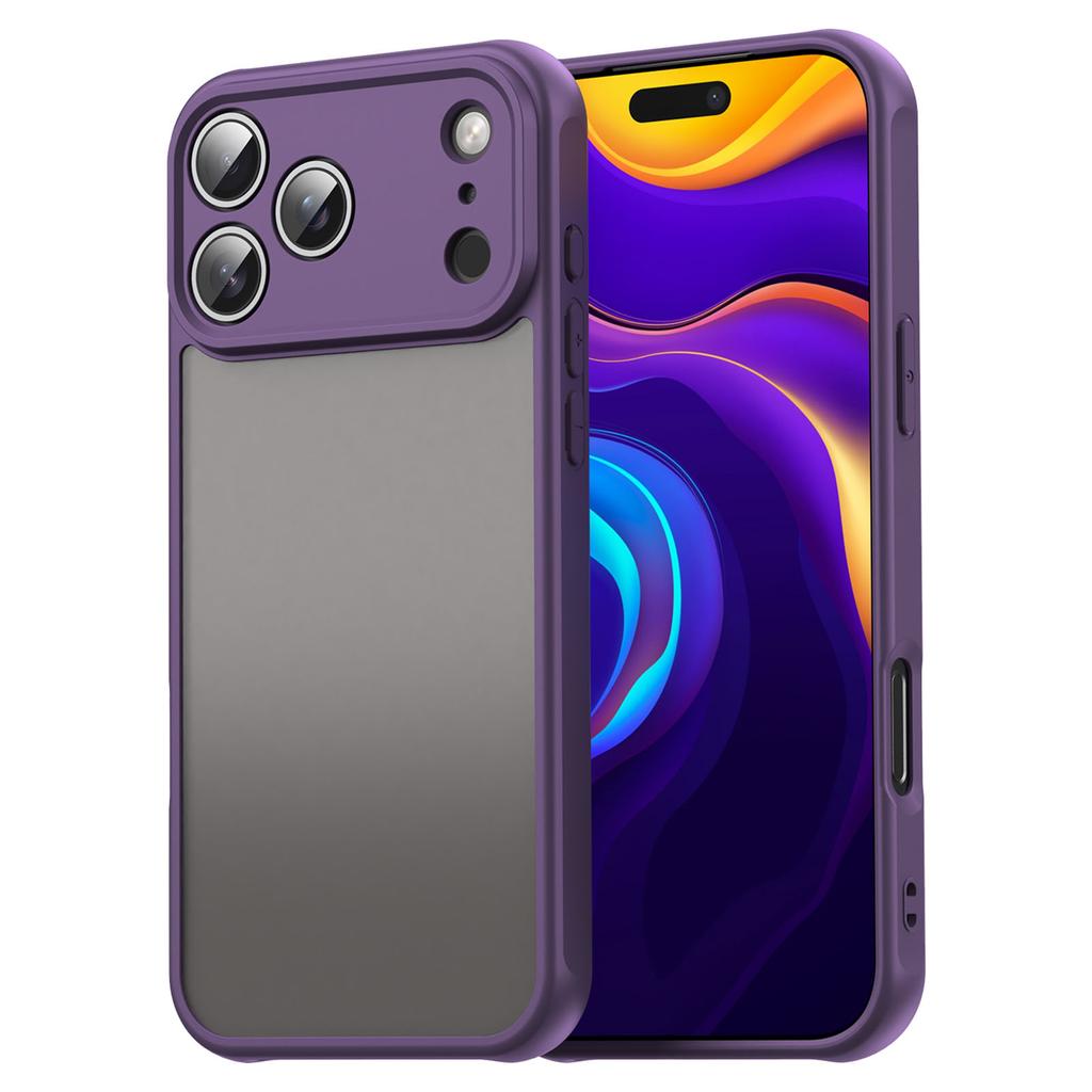 For iPhone 17 Pro Case Drop Proof Airbags Frosted Translucent PC+TPU Phone Back Cover