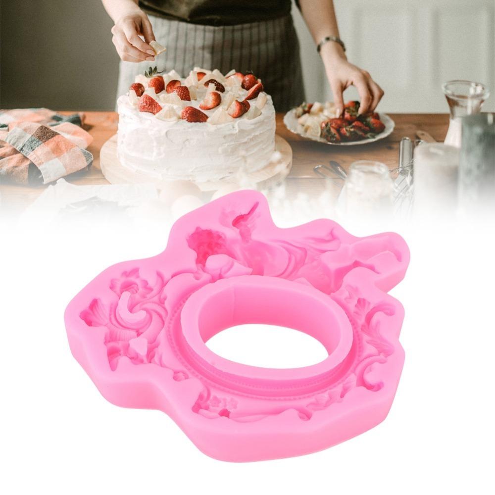 Pink Color Silicone Fondant Mold 3D Sculpted Pattern Chocolate Mould Baking Decor Tool Baking Use