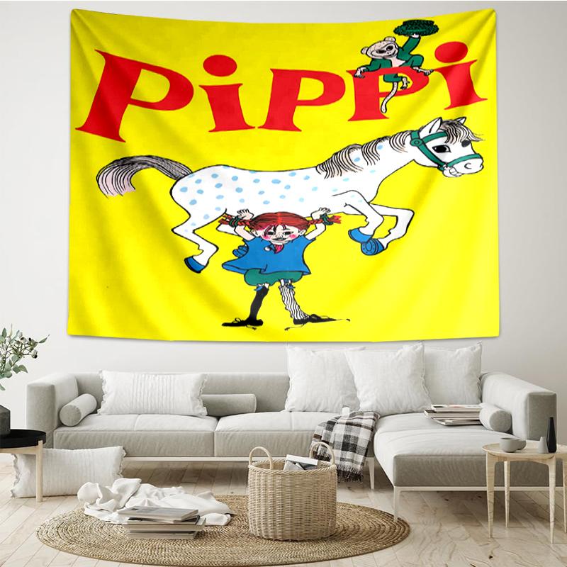 Pippi Longstocking Print Tapestry, Backdrop, Easy Setup, Ideal for Bedroom, Office & Living Room, with Aesthetic Wall Hanging Decor.