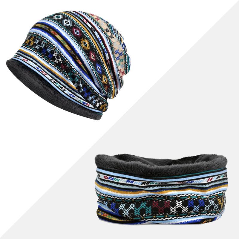 Spring/Summer/Autumn Thin Cotton Floral Print 6-Panel Pullover Beanie Women's Breathable Sun-Protective Scarf Dual-Use