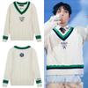 Унисекс свитер с V-образным вырезом Wimbledon Collab RLV: Модный топ с вышивкой и косами