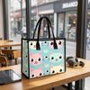 Cute Cat Printed Tote Bag Fashion Casual Large Capacity Handbag for Daily Use