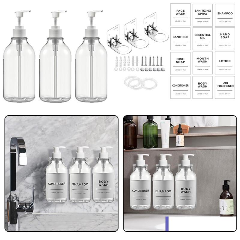 Диспенсер для шампуня и кондиционера настенный 500 мл многоразовый флакон для мыла для ванны лосьон для душа мыло дозатор для ванной комнаты
