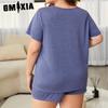 GMXIA Пижама женская летняя большого размера, однотонная, свободная, повседневная, с короткими рукавами и шортами, двухпредметный домашний костюм