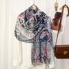 Printed Viscose Cotton Foulard Femme Scarf Floral Muslim Hijabs for Woman Long Thin Shawls and Wraps Travel Sunscreen Stoles