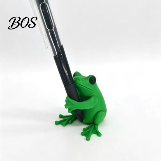 Cute Frog Desk Accessory 3D Printed Pen Holder, Bright Green Stand with Pen-Grabbing Structure, Playful Decor Anti-Slip Desktop Organizer for