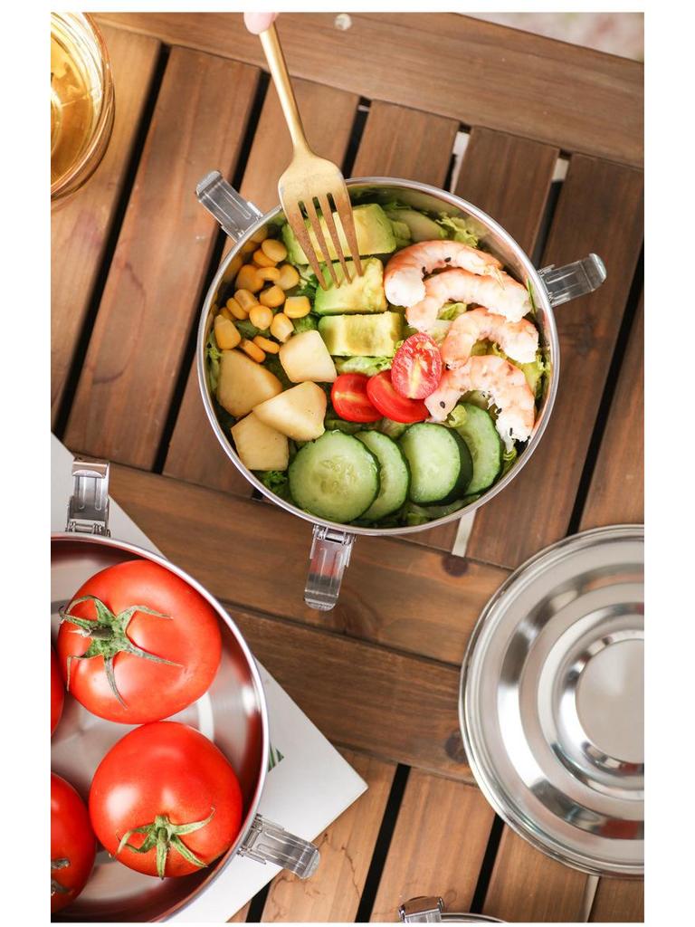 Набор корейских ланч-боксов бенто из нержавеющей стали 304 с защитой от протекания - 3 контейнера для сохранения свежести