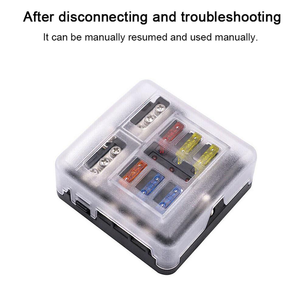 Universal 6 Ways  Block Car  Holder With Negative Electrode Vehicle  Box Auto  Connector Box With LED Light