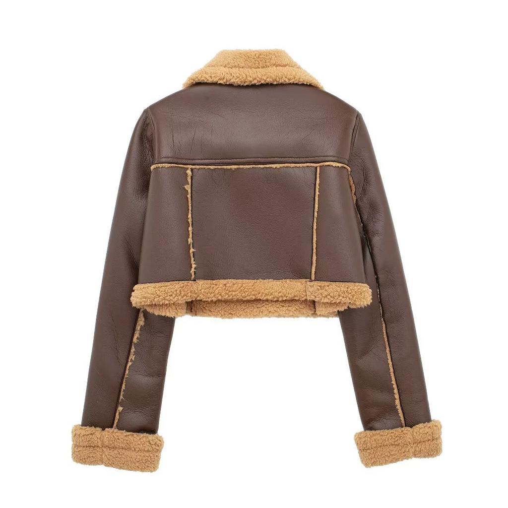 Осенне-зимняя женская модная меховая короткая уличная байкерская куртка со специями