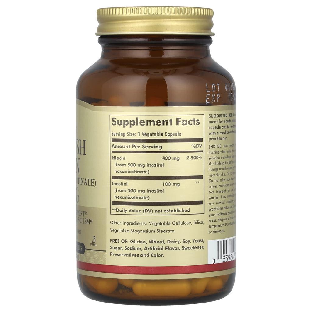 No-Flush Niacin, 500Mg, 100 Veggie Caps