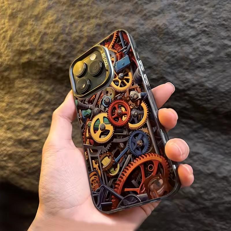 Крутой Граффити Механический Узор TPU Базовый Чехол для Телефона для iPhone 16 15 Pro Max 16E 14 13 12 11 XS X XR 7 8 Plus Жесткая Задняя Крышка
