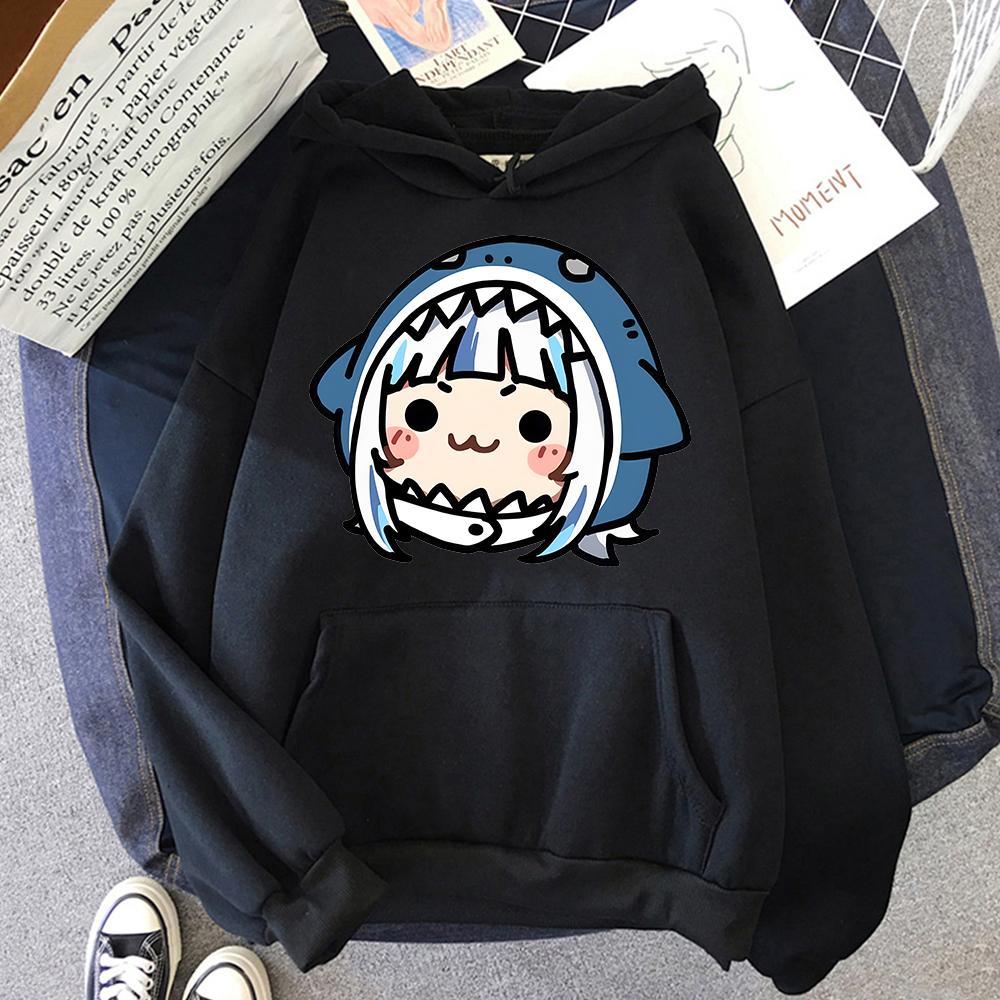 Толстовки Hololive на английском языке VTuber Gawr Gura Merch Causal Japanese Streetwear для мужчин с длинным рукавом, толстовка с капюшоном, повседневная толстовка Y2K