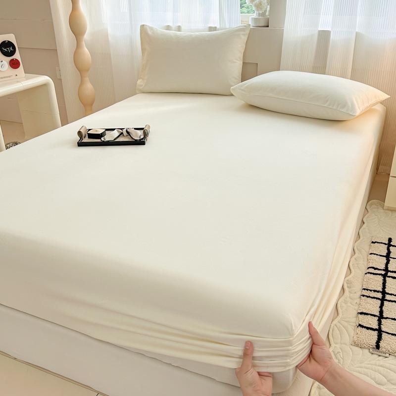 Осень/Зима Толстая Однотонная Хлопковая Фланелевая Простыня на Резинке и Пыльник