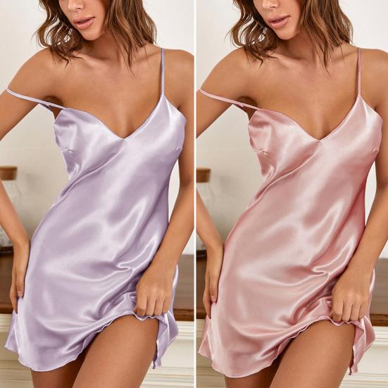 Женская летняя ночная рубашка на бретельках для сна, атласная женская ночная рубашка с открытой спиной, женская одежда