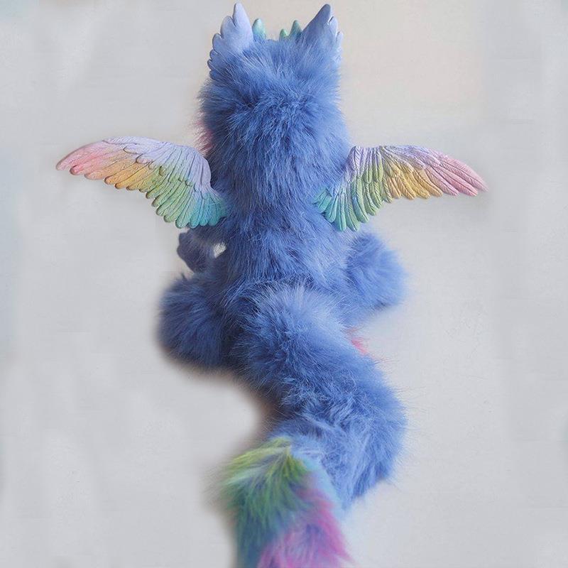 Фэнтезийное существо с рогом летающего дракона, плюшевая кукла, латексные украшения, кукла-дракон