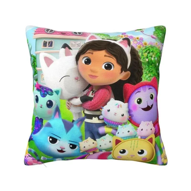 Gabbys Dollhouse Pillow Decoration Nordic Gabby Cat Pandy Paws Chair Cushion Square Pillowcase Cushion Cover 40x40cm 16x16Inch