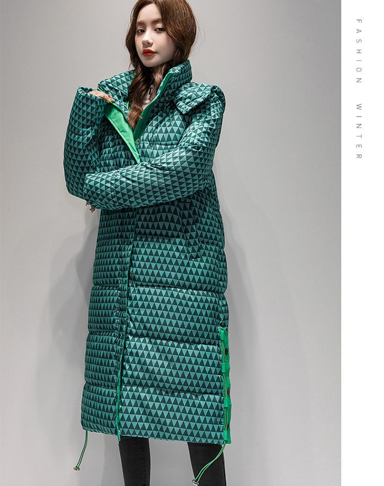 Осенне-зимняя женская однотонная клетчатая свободная повседневная утолщенная теплая длинная женская куртка с капюшоном