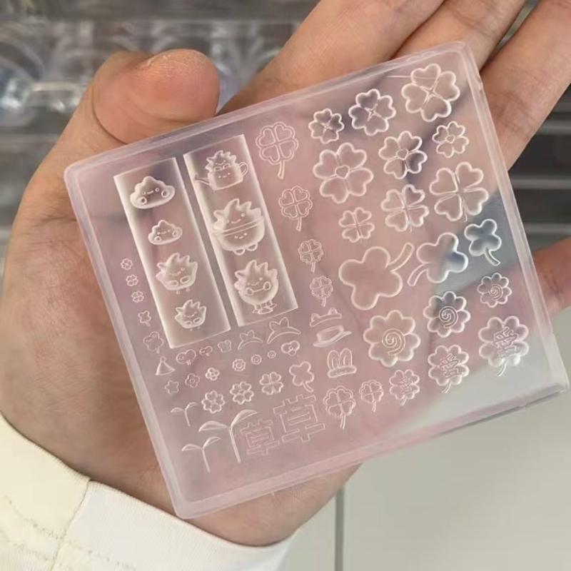 Прозрачный силиконовый молд для нейл-арта Пряжка ремня Цветок Бабочка Четырехлистный клевер 3D Молд для украшения ногтей Шаблон для маникюра