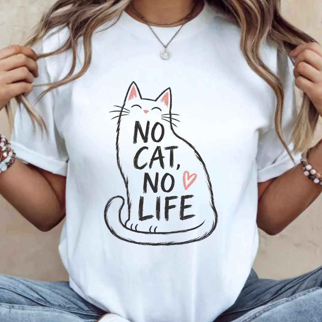 Happy White Kitty Tee No Cat No Life Heart Graphic Shirt Sweet Retro 90s