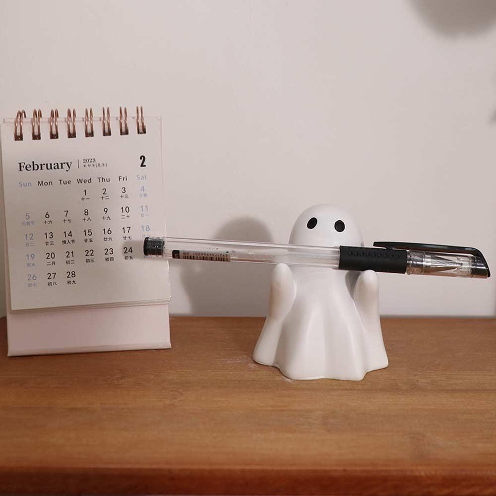 Funny Ghost Pen Holder Creative Little Ghost Statue Crafts Halloween Ghost Figurine Stationery