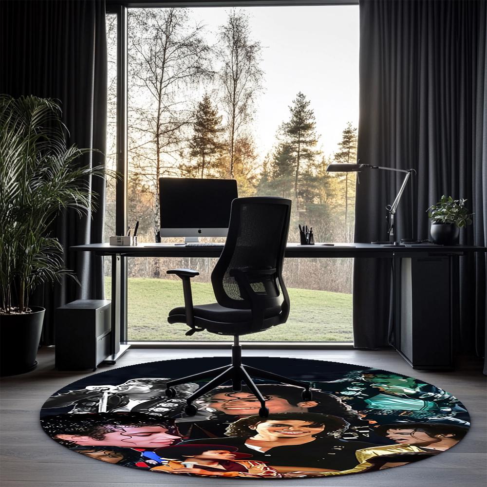 Michael Jackson Printed Round Rug Carpet Chair Rug Area Rug Entryway Doormats,for Office Chair Living Room Bedroom Kitchen Room.