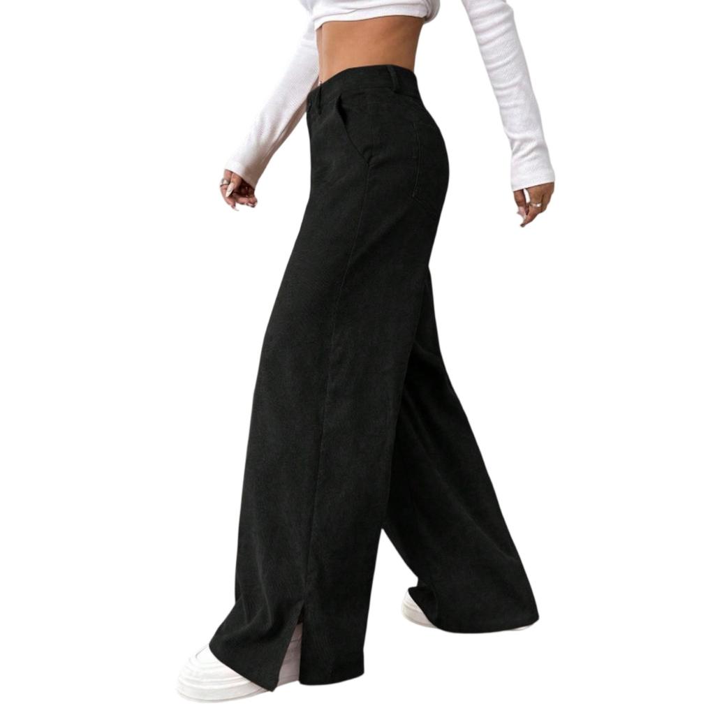 Women's Corduroy Pants Casual Solid Color Corduroy Loose Straight Pants