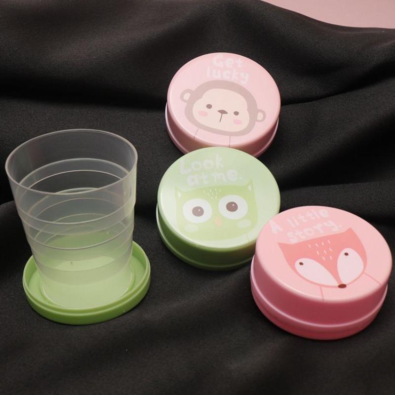 Outdoor Portable Cup, Foldable Water Cup, Mouthwash Cup, Telescopic Cup, Cartoon Travel Cup for Children's Brushing and Rinsing