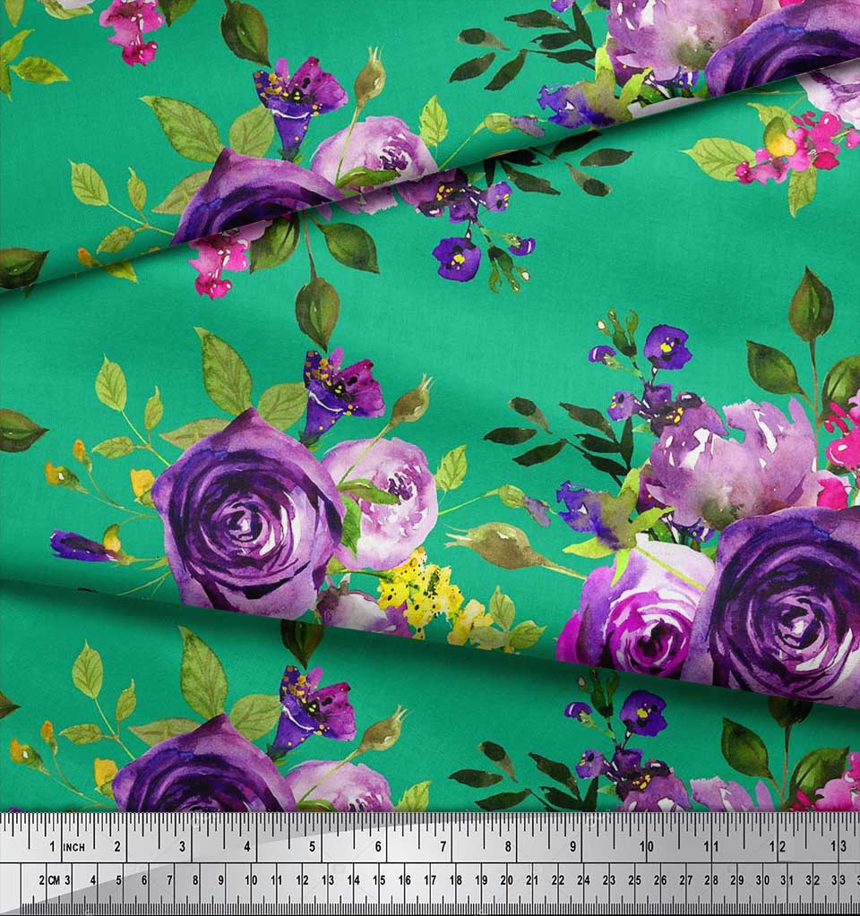 Soimoi Японский креп-атлас с принтом листьев и цветов розы по метрам 42 дюйма