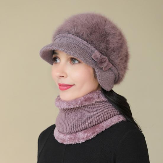 3 шт./комплект для женщин среднего возраста, зимняя шапка, шарф, перчатки, комплект, толстая вязаная защита ушей