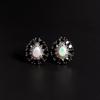 Natural Black Spinel with Opal Gemstone 925 Sterling Silver Earrings Elegant Noble Women and Girls Fashion Jewelry