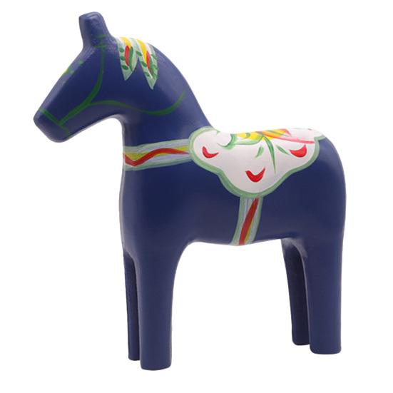 Hand Painted Dala Trojan Horse Figurine Solid Wood Horse Statue Rustic Decorative