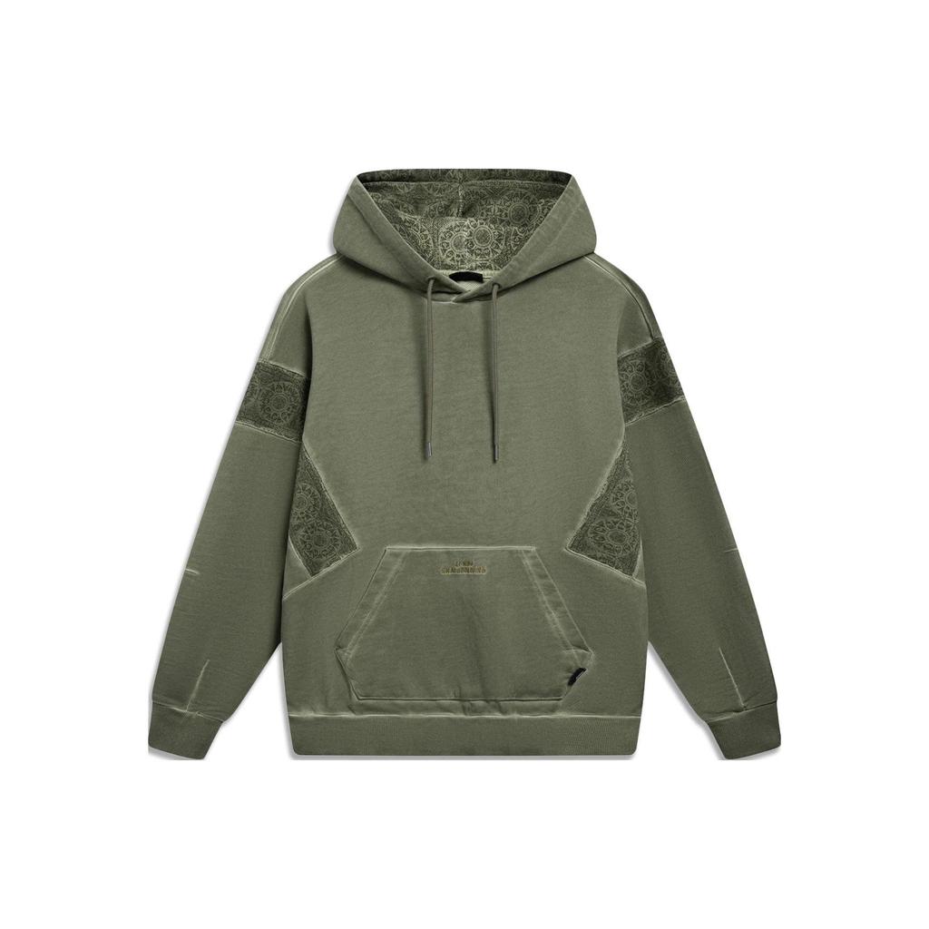 Свитшот с капюшоном Li Ning Skateboard Series Color Block Свободный Унисекс Худи Военно-зеленый AWDT221-3