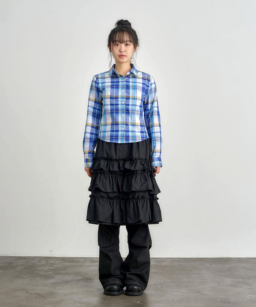 Kijiko Ke702-Frill Cancan Midi Skirt Black