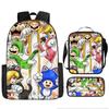Large Capacity Backpack Set Super Mario Graphic Kids Backpack School Bag 3-Piece Set for Children