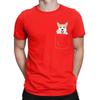 Corgi In Pocket Men T-Shirts Funny Animal Vintage Pure Cotton T Shirt O-neck Harajuku Tshirt Print Clothing Unisex Oversized Tee