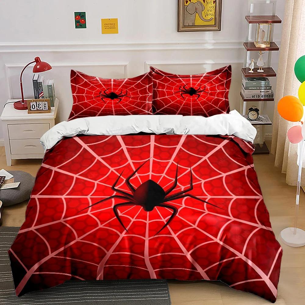 2/3PC Spider Web Spiders Print Bedding Set 1 Duvet Cover 1/2 Pillowcases Adult and Children Bedding Set Luxury To Gifts