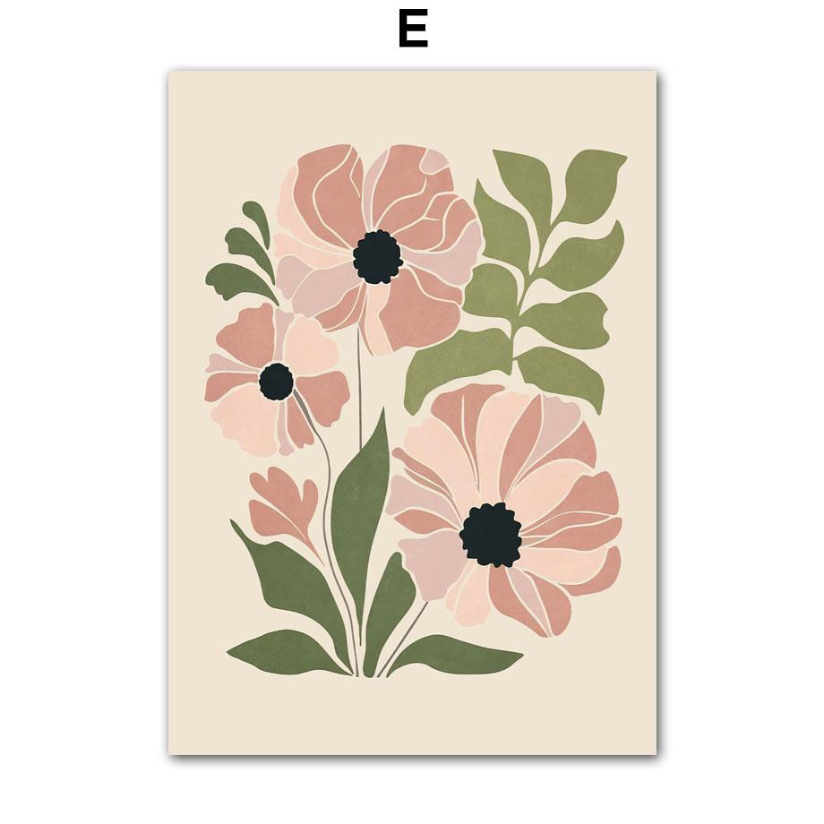 Абстрактный Цветочный Рынок Пион Маргаритка Листья Настенное Искусство Холст Живопись Винтажные Постеры И Принты Картина для Гостиной Домашний Декор