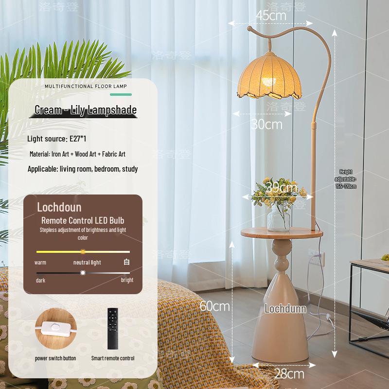 Cream Storage Shelf Floor Lamp with Ambient Light for Living Room or Bedroom