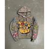 Vintage Y2K Gothic Zip-Up Hoodie Streetwear Graphic Print Loose Fit Sweatshirt