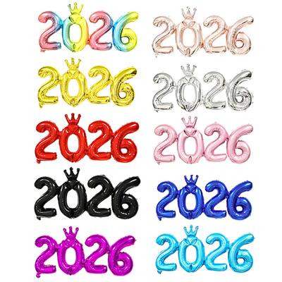 Разноцветные шары-цифры 2026 16 дюймов фольгированные шары-короны Год Ева Рождество Выпускной Вечеринка по случаю дня рождения украшение